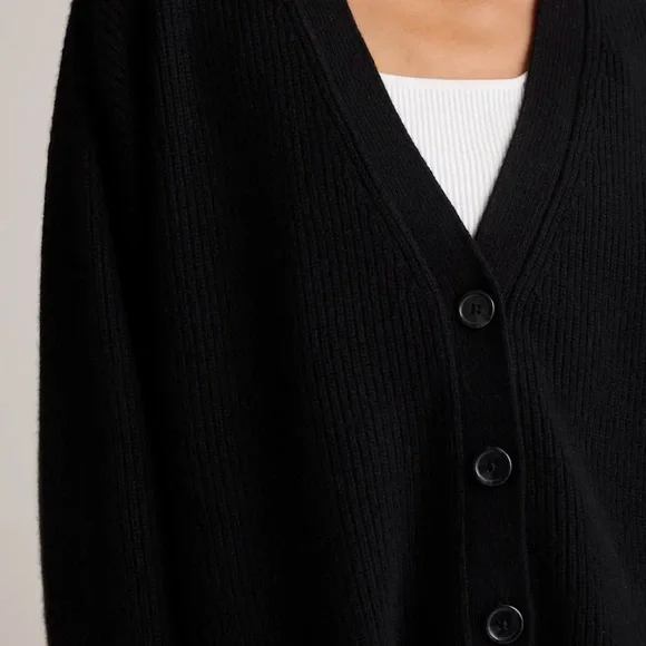 NWOT QUINCE Womens Mongolian Cashmere Fisherman Boxy Cropped Cardigan Sweater XL - Picture 10 of 12